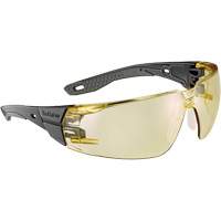 Lunettes de s&eacute;curit&eacute; RUSH+ 2.0 avec monture noire et grise, M/G, Lentille Ambr&eacute;e, Antibu&eacute;e/Anti-&eacute;gratignures, ANSI Z87+ Equipex