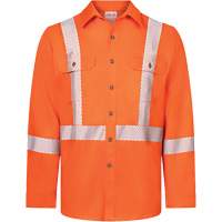 Chemise de travail haute visibilit&eacute; &agrave; bandes segment&eacute;es 7 oz de luxe Avenger, Style 652, Hommes, Petit, Orange Equipex