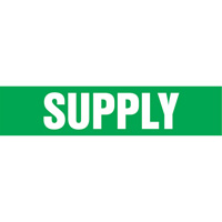 Marqueurs de tuyau "Supply", Autocollant, 4" h x 24" la, Blanc/vert Equipex