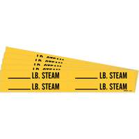 "Blank LB. Steam" Pipe Markers, Self-Adhesive, 1-1/8" H x 7" W, Black on Yellow Equipex