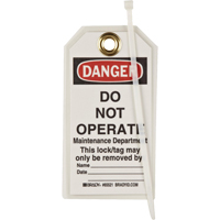 &eacute;tiquettes de verrouillage, Plastique, 3" la x 5-1/2" h, Anglais Equipex
