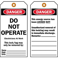 &eacute;tiquettes de verrouillage, Plastique, 3" la x 5-1/2" h, Anglais Equipex