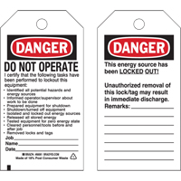 &eacute;tiquettes de verrouillage, Plastique, 3" la x 5-3/4" h, Anglais Equipex