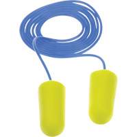 Bouchons d'oreilles n&eacute;on jaune E-A-Rsoft, Vrac - Sac en poly, Avec cordon Equipex