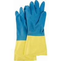 Two Tone NS53 Gloves, Size Medium/8, 13" L, Neoprene/Rubber Latex, Flock-Lined Inner Lining, 28-mil Equipex