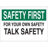 Enseigne  Talk Safety , 10" x 14", Aluminium, Anglais Equipex