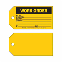 "Work Order" Tag, Paper, 5-3/4" W x 3" H, English Equipex