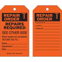 Safety Repair Tag, Polyester, 4" W x 7" H, English Equipex