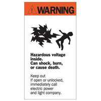 Enseigne Warning Hazardous Voltage, 8" x 4-1/2", Acrylique, Anglais avec pictogramme Equipex