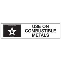 &eacute;tiquette D: Use on Combustible Metals pour extincteur Equipex