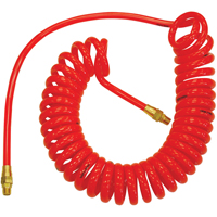 Tuyaux &agrave; air autor&eacute;tractables en polyur&eacute;thane Flexcoil a/raccords, Air, 1/4" DI x 15' lo, Polyur&eacute;thane, 140 psi &agrave; 23 °C Equipex