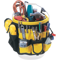 Tool Bucket Organizer, 6" L x 11" W x 12" H, Nylon, Black/Yellow Equipex