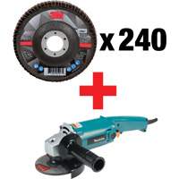 769F Flap Disc & Angle Grinder Kit, 4-1/2" x 7/8", Type 29, 60+ Grit, Ceramic Equipex