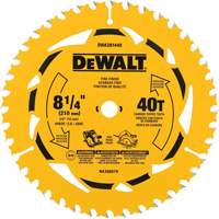 Lame de scie circulaire pour la coupe transversale, 8-1/4", 40 dents, Pour Bois Equipex