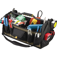 Sacs &agrave; outils souples &agrave; dessus ouvert de 20", Polyester, 27 pochettes, Noir Equipex