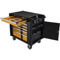 Powered Tool Cart, 11 Drawers, 42-1/2" W x 24-7/16" D x 41" H, Black/Orange Equipex