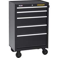 300 Series Rolling Tool Cabinet, 5 Drawers, 26-1/2" W x 18" D x 40-1/2" H, Black Equipex