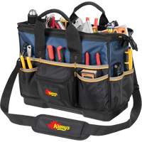 Sac &agrave; outils fourre-tout Big-Mouth &agrave; base moul&eacute;e, Polyester balistique, 23 pochettes, Noir/Bleu Equipex