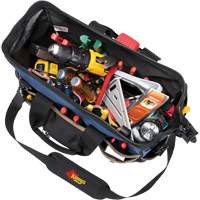 Sac &agrave; outils fourre-tout Big-Mouth &agrave; base moul&eacute;e, Polyester balistique, 23 pochettes, Noir/Bleu Equipex
