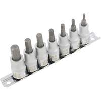 HSW3811M 7-Piece Metric 2" Long Hex Bit Socket Set, Hex, 3/8" Drive, 7 Pcs Equipex