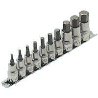 HSW3812-10 SAE Bit Socket Set, Hex, 1/2"/3/8" Drive, 10 Pcs Equipex