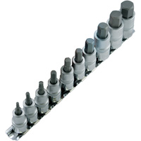 HSW3812-10M Metric Bit Socket Set, Hex, 1/2"/3/8" Drive, 10 Pcs Equipex