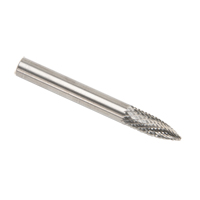 Solid Carbide Burrs - Tree Shape Pointed End, SG-1, 1/4" Dia., 1/8" Shank Equipex