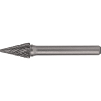 Fraises au carbure solide - Forme conique pointue, , 1/8" dia., 1/8" Tige, 7/16" Prof. de la coupe Equipex