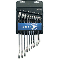 Jeux de cl&eacute;s mixtes combin&eacute;es longues enti&egrave;rement polies, Combinaison, 11 morceaux, M&eacute;trique Equipex