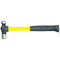 Heavy-Duty Fibreglass Handle Ball Pein Hammer, 8 oz. Head Weight, Plain Face, Cushion Handle Equipex