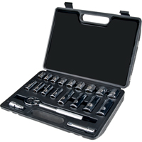 Jeu de douilles, 20 Mcx, Prise de 3/8", Profond Equipex