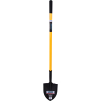 Round Point Shovel, Tempered Steel Blade, Fiberglass, Straight Handle Equipex