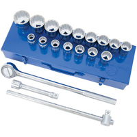 Jeu de douilles & cl&eacute;s &agrave; douilles SAE &agrave; 12 pans SW7521, 21 Mcx, Prise de 3/4" Equipex