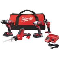 Ensemble quatre outils sans fil combin&eacute;s M18, Lithium-ion, 18 V Equipex
