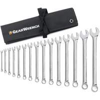 12-Point Long Pattern Wrench Set with Tool Roll, Combination, 15 Pieces, Imperial Equipex