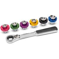 6 Point Magnetic Oil Drain Plug Metric Socket Set, 7 Pieces, 3/8" Drive Size Equipex