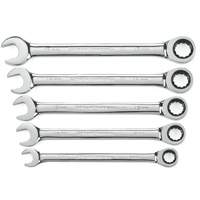 72-Tooth 12 Point Ratcheting Wrench Set, Combination, 5 Pieces, Metric Equipex