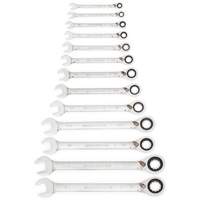 72-Tooth 12 Point Reversible Ratcheting SAE Wrench Set, Combination, 13 Pieces, Imperial Equipex
