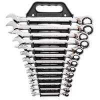 72-Tooth 12 Point Reversible Ratcheting SAE Wrench Set, Combination, 13 Pieces, Imperial Equipex