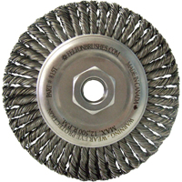 Wire Wheel Brushes, 5-7/8" Dia., 0.02" Fill, 5/8"-11 Arbor, Steel Equipex