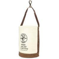Leather-Bottom Bucket, 17" H, Canvas, White Equipex