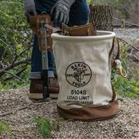 Leather-Bottom Bucket, 17" H, Canvas, White Equipex