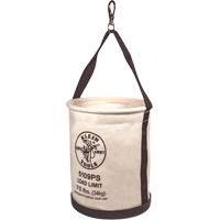 Canvas Bucket, Wide Straight-Wall with Pocket, Canvas, 12" Dia. x 15" H, 75 lbs. Load Rating Equipex