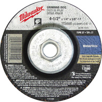 Grinding Wheel, 4-1/2" x 1/8", 5/8"-11 Arbor, Aluminum Oxide, Type 27 Equipex