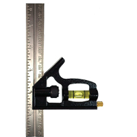 Johnson 406EM - Combination Square, 6" x 1" L, 1/32" Graduations, Steel, Plain Equipex