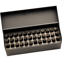 Jeu de lettres et num&eacute;ros pour estampage &agrave; la main, 36 morceaux Equipex