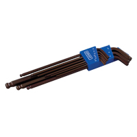 Extra Long Arm Ball Hex Key Set, 9 Pcs., Metric Equipex