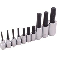 Hex Head Socket Set, Hex, 1/2"/3/8" Drive, 10 Pcs Equipex