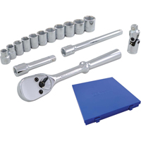 Jeu de douilles et accessoires, 15 Mcx, Prise de 3/8" Equipex