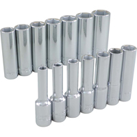 Jeu de douilles, 14 Mcx, Prise de 3/8", Profond Equipex